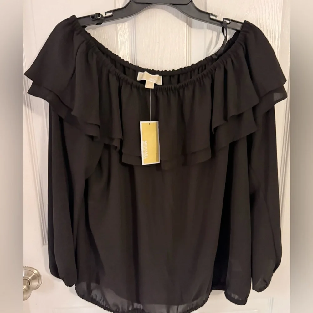 Michael Kors Black Ruffle Blouse - Picture 1 of 6